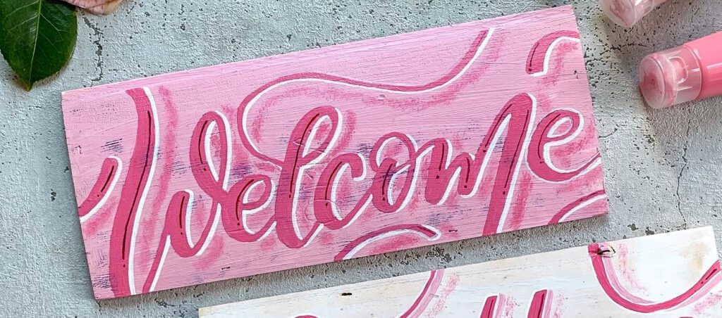 Welcome Pink Ink Lettering