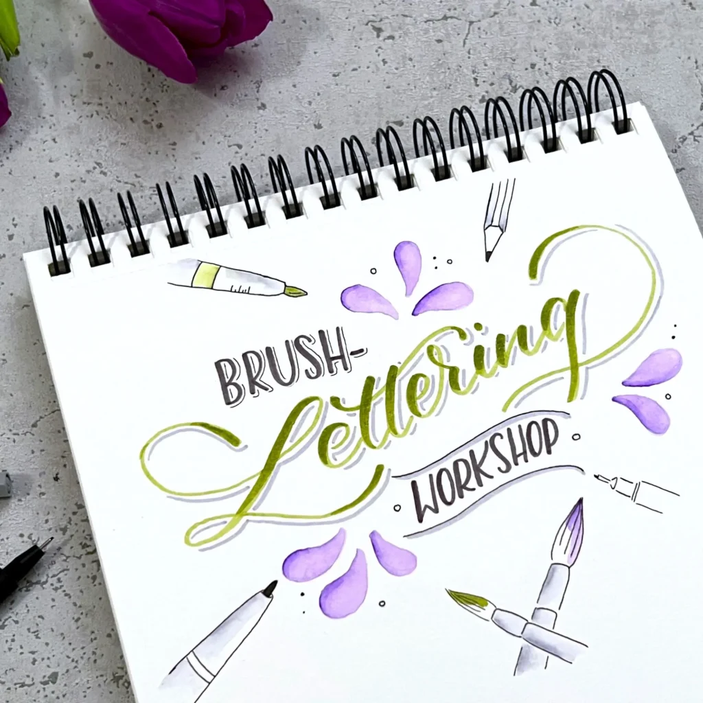 handlettering-workshop-duesseldorf Handlettering Workshop Brushpen Pink Ink Lettering