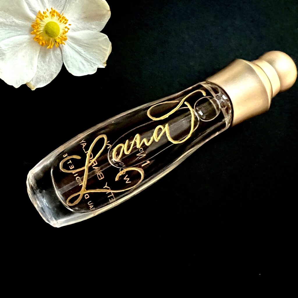 Handgravierte Parfümflasche Flakon mit Kalligraphie Hand Engraving