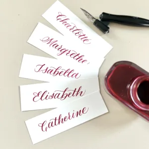 Kalligraphie mit Tinte pink ink lettering
