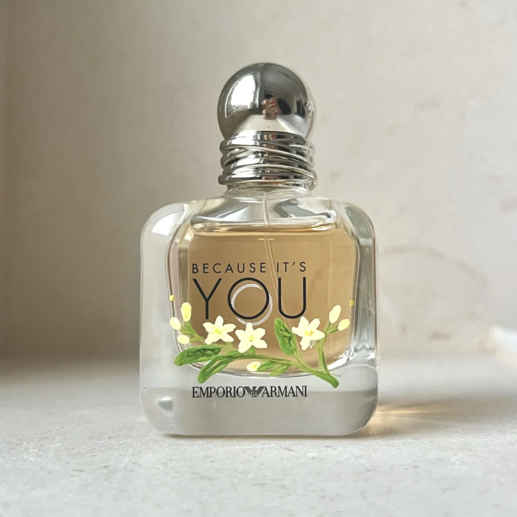 Armani Bottle Painting on perfume Vanilla Flowers
