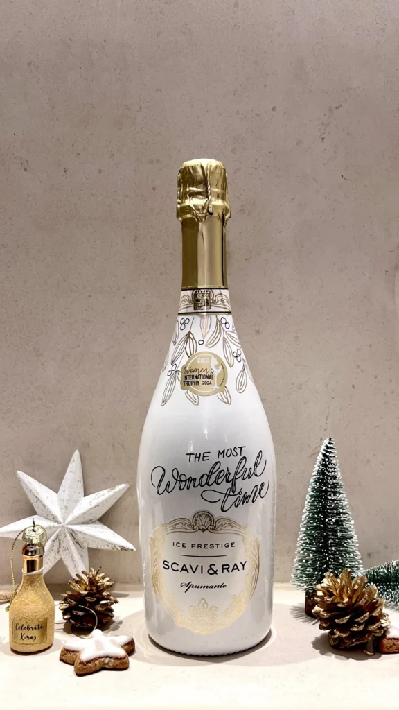 Bottle Painting Flasche mit Handbemalung Weihnachten Mistelzweige