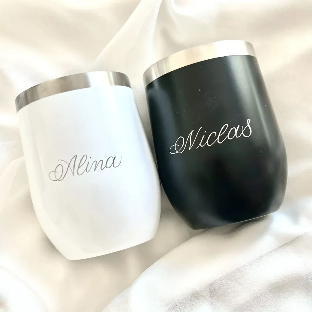 Thermobecher handgraviert Personalisierung für Hochzeit