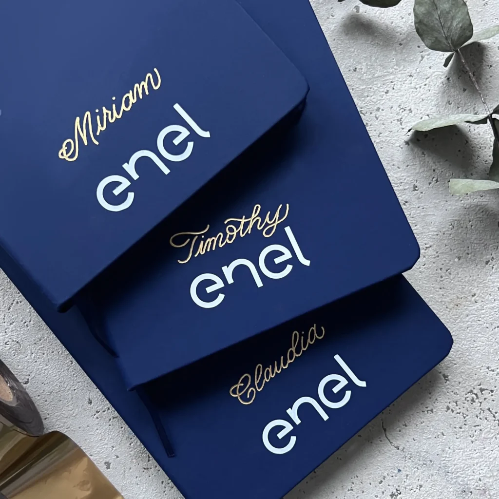 Live hotfoiling Notizbuch mit goldener Kalligraphie