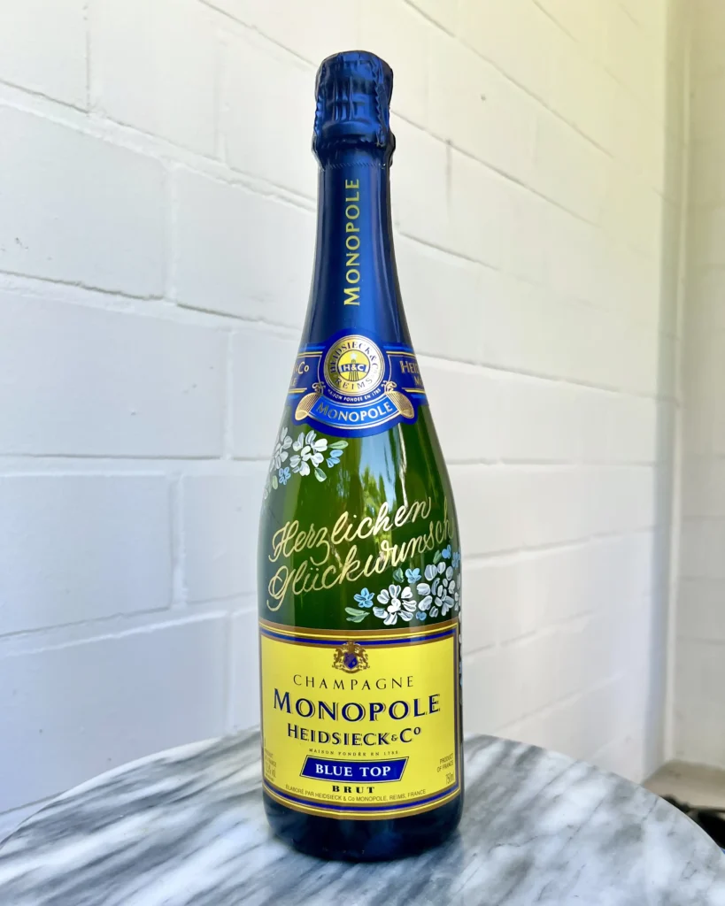 Champagner Heidsieck Handbemalte Champagnerflasche