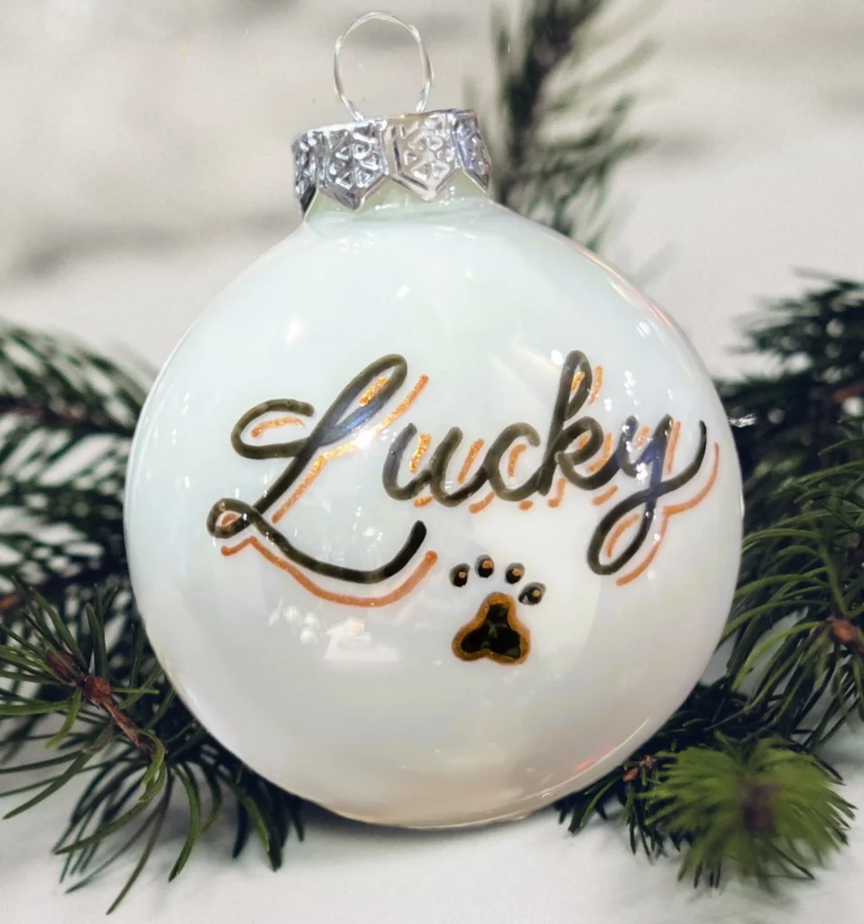 Hundepfote Weihnachtskugel Weihnachtskugel für Hund mit Name und Pfote