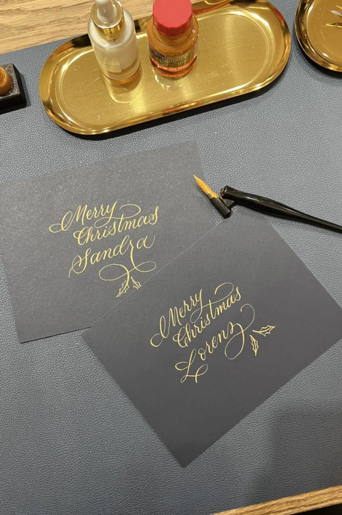 Louis Vuitton Karten In-store live calligraphy for Christmas
